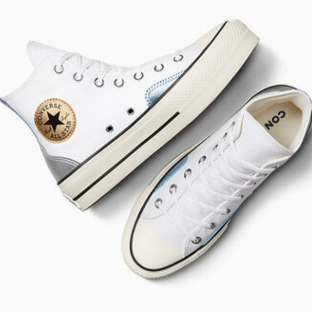 Chuck Taylor All~Star Platform White/Blue/Purple Accents Women's Sneakers 8.5